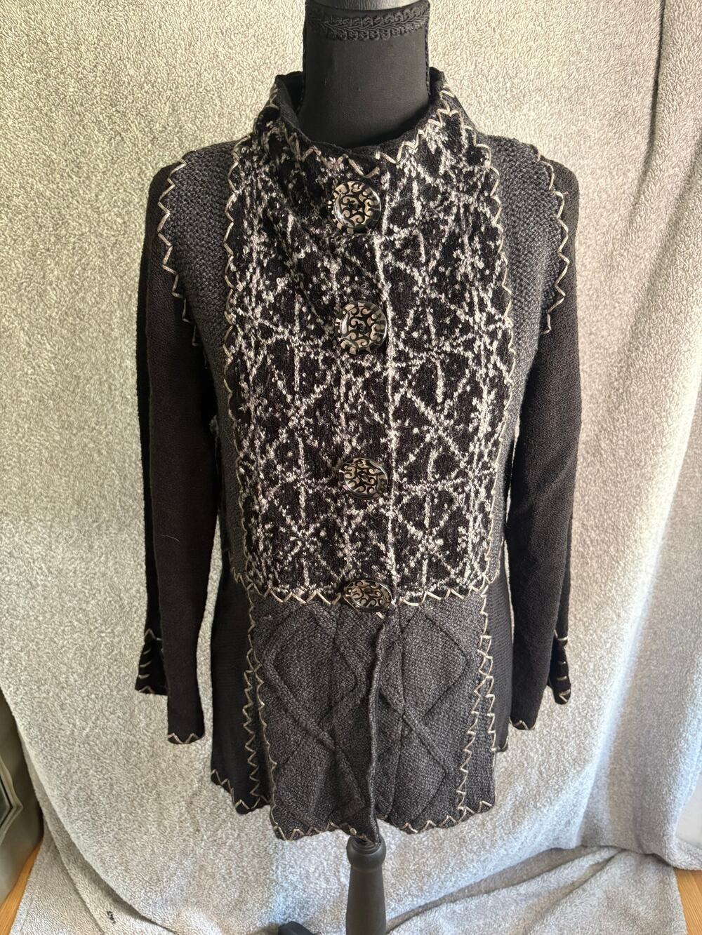 Vintage Anthropologie Curio Cardigan M Whimsigoth Boho Wool